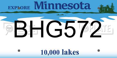 BHG572 Minnesota License Plate