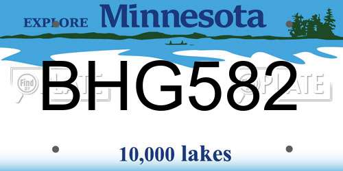 BHG582 Minnesota License Plate