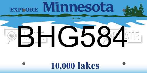 BHG584 Minnesota License Plate