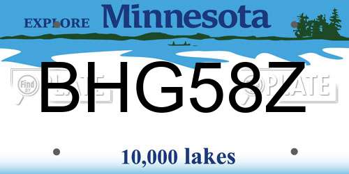 BHG58Z Minnesota License Plate