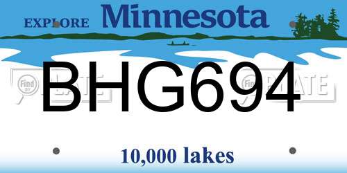 BHG694 Minnesota License Plate