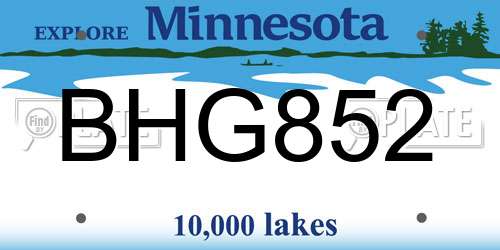 BHG852 Minnesota License Plate