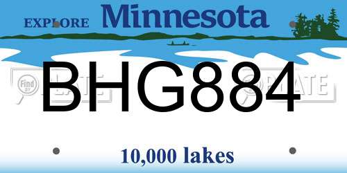 BHG884 Minnesota License Plate