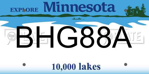 BHG88A Minnesota License Plate