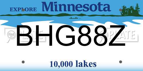 BHG88Z Minnesota License Plate