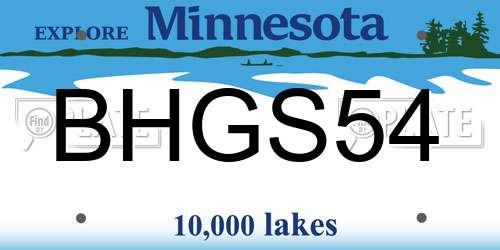 BHGS54 Minnesota License Plate