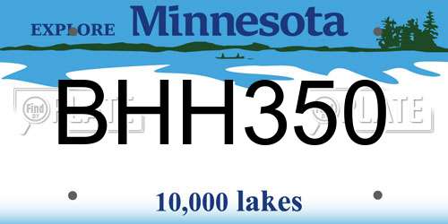 BHH350 Minnesota License Plate