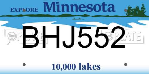 BHJ552 Minnesota License Plate