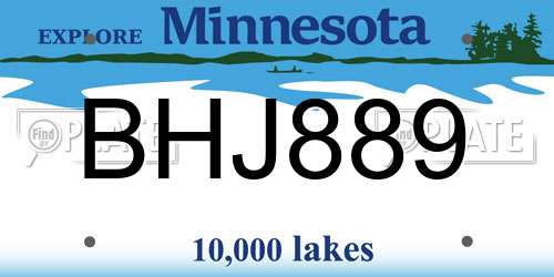 BHJ889 Minnesota License Plate