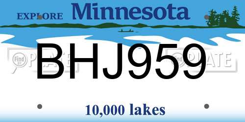 BHJ959 Minnesota License Plate