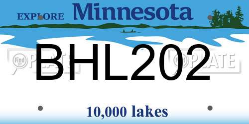BHL202 Minnesota License Plate