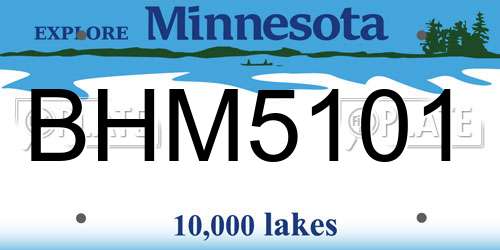 BHM5101 Minnesota License Plate