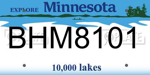 BHM8101 Minnesota License Plate