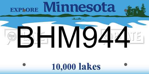 BHM944 Minnesota License Plate