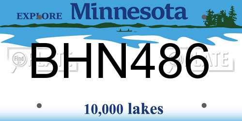 BHN486 Minnesota License Plate