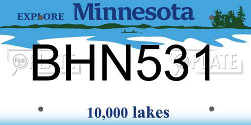 BHN531 Minnesota License Plate