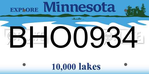BHO0934 Minnesota License Plate