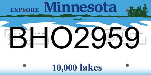 BHO2959 Minnesota License Plate