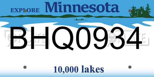 BHQ0934 Minnesota License Plate