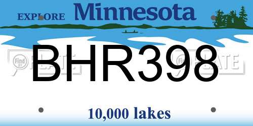 BHR398 Minnesota License Plate