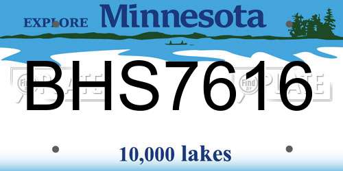 BHS7616 Minnesota License Plate