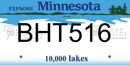 BHT516 Minnesota License Plate