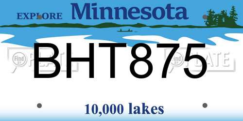 BHT875 Minnesota License Plate