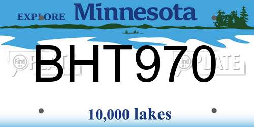 BHT970 Minnesota License Plate