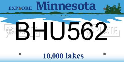 BHU562 Minnesota License Plate