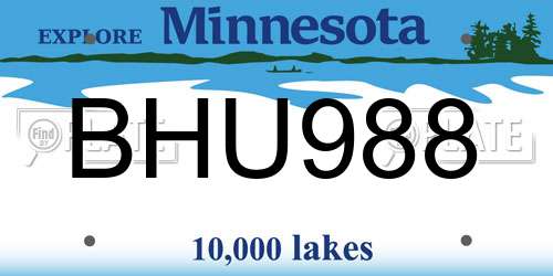 BHU988 Minnesota License Plate
