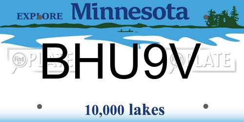 BHU9V Minnesota License Plate