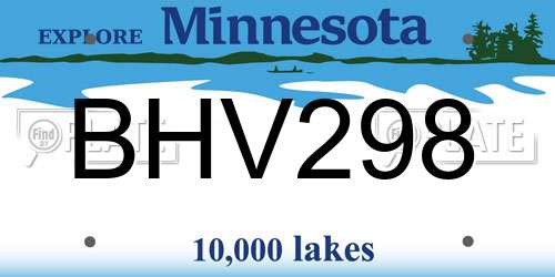 BHV298 Minnesota License Plate