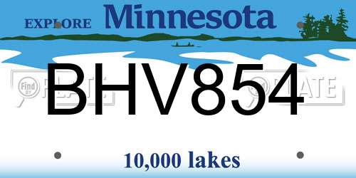 BHV854 Minnesota License Plate