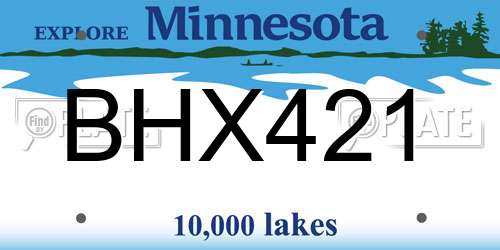 BHX421 Minnesota License Plate
