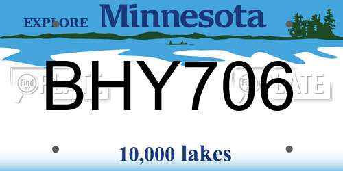 BHY706 Minnesota License Plate