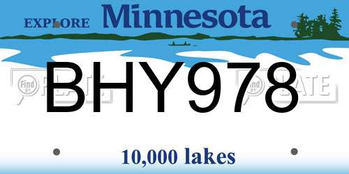 BHY978 Minnesota License Plate