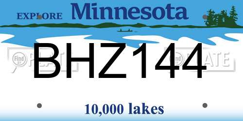 BHZ144 Minnesota License Plate