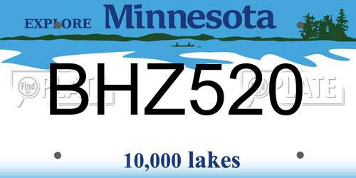 BHZ520 Minnesota License Plate