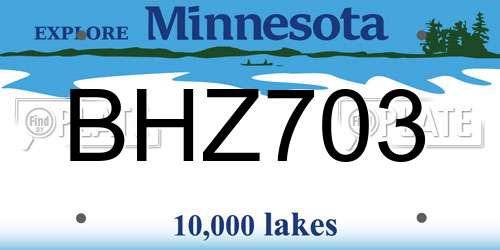 BHZ703 Minnesota License Plate