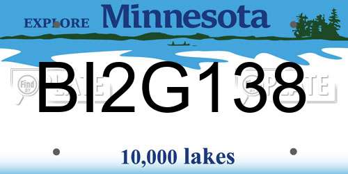 BI2G138 Minnesota License Plate