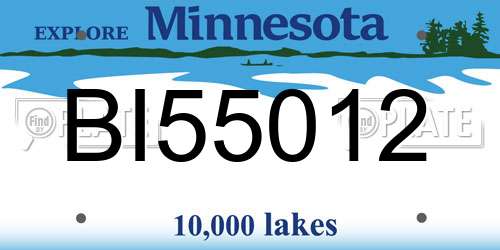 BI55012 Minnesota License Plate