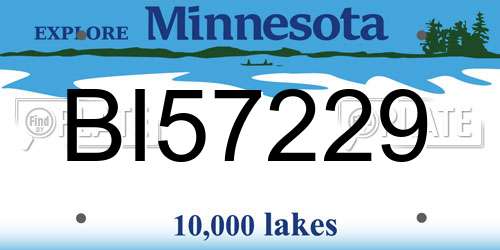 BI57229 Minnesota License Plate