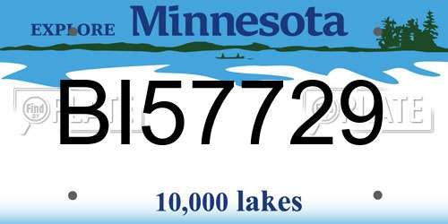BI57729 Minnesota License Plate