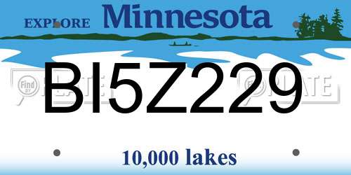 BI5Z229 Minnesota License Plate
