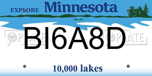 BI6A8D Minnesota License Plate