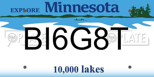 BI6G8T Minnesota License Plate
