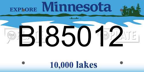 BI85012 Minnesota License Plate