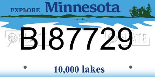 BI87729 Minnesota License Plate