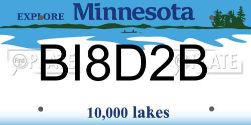 BI8D2B Minnesota License Plate