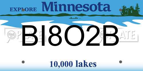 BI8O2B Minnesota License Plate